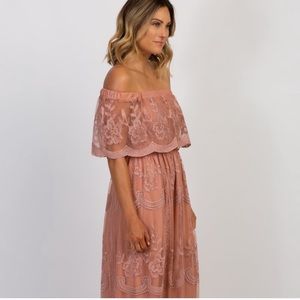 PinkBlush Lace Pink Maxi Dress Size Large